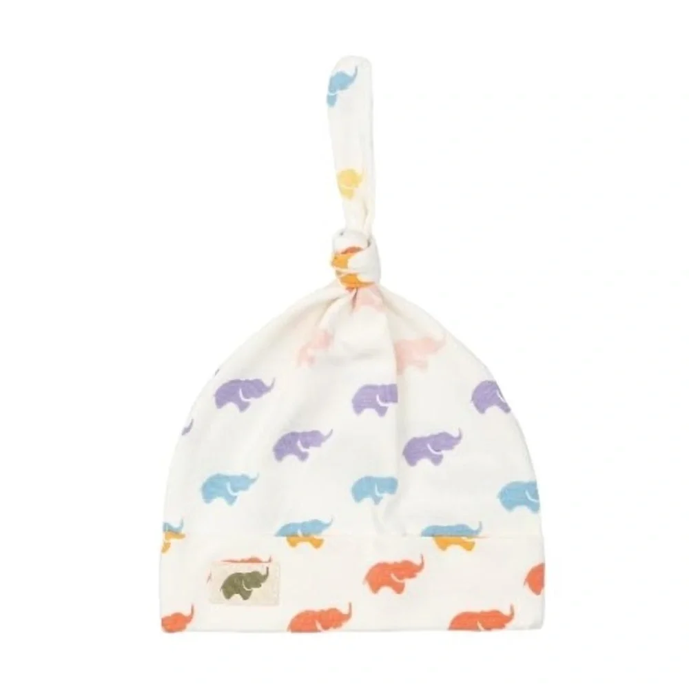 Monica & Andy Baby Unisex Rainbow Elephants Top Knot Hat One Size